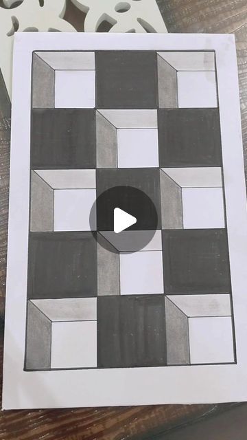 Illusion Drawings Easy, Easy Optical Illusions To Draw, Optical Illusions Art Drawing, 3d Drawings Easy, Optical Illusions Drawings Easy, Illusions Drawings, Optical Illusions Drawings, Optical Illusion Paintings, 3d Grid