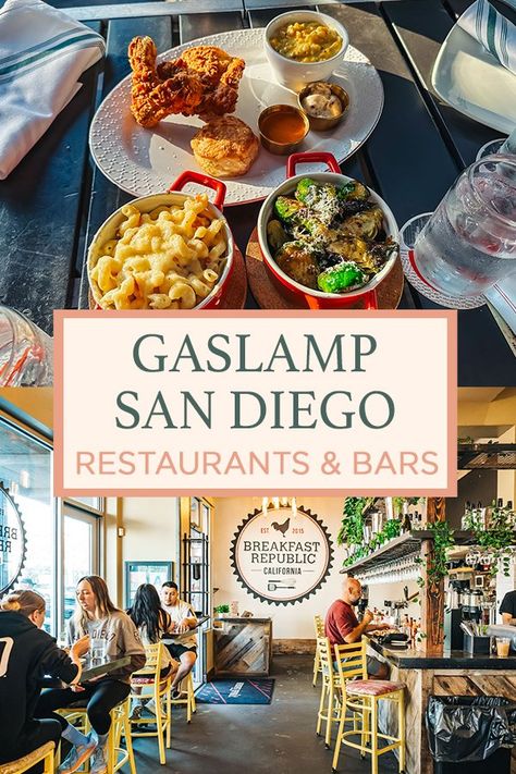 Gaslamp San Diego Restaurants and Bars San Diego Gas Lamp District, Gaslamp Quarter San Diego, Gaslamp San Diego, San Diego Nightlife, San Diego Bars, San Diego Gaslamp, Rooftop Dining, San Diego Food, San Diego Restaurants