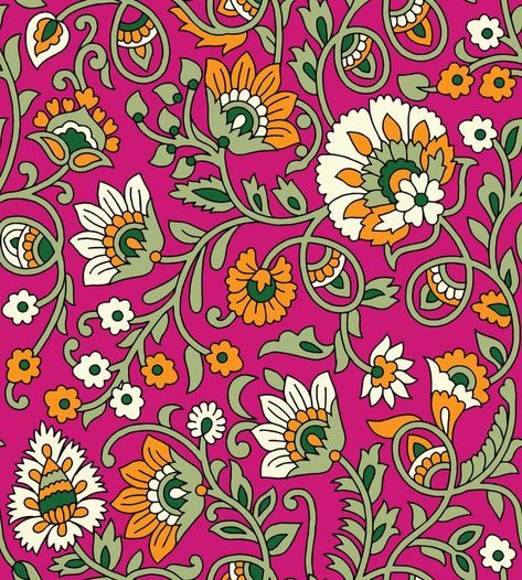 Diy Art Projects Canvas, Outline Flower, Textile Pattern Design Fashion, Flower Print Design, Digital Border, Kalamkari Designs, Flower Pattern Drawing, Botanical Flower Art, Kalamkari Painting