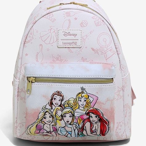 Every Disney Princess, Disney Princess Backpack, Princess Backpack, Minnie Mouse Backpack, New Disney Princesses, Disney Loungefly, Disney Princess Belle, Loungefly Bag, Disney Bag