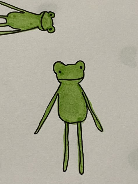 Silly Frog Drawings, Silly Animal Drawings, Froggy Drawing, Frog Drawing Sketches, Green Doodles, Frog Doodle, Frog Sketch, Fake Scenarios, Dibujo Simple