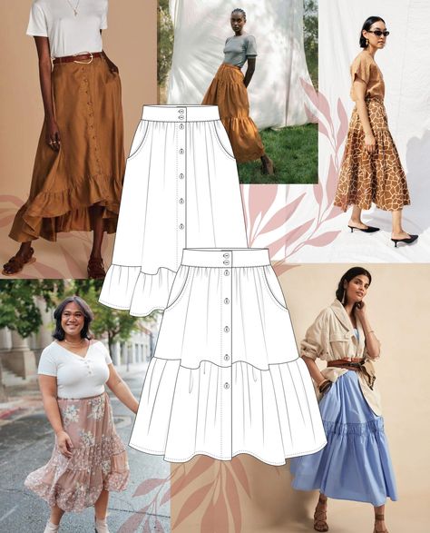 Megan Nielsen Patterns | Kelly Sewalong: Hacks | Gathered Tiers Tired Skirt, Skirt Pattern Free, Skirt Sewing, Free Sewing Patterns, Diy Sewing Pattern, Skirt Patterns Sewing, Sewing Skirts, Tier Skirt, Sewing Patterns Free