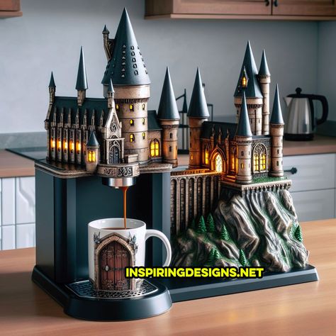 These Hogwarts and Disney Castle Coffee Makers Will Brew Magic in Your Kitchen! Hogwarts Kitchen, Harry Potter Kitchen, Harry Potter Castle, Harry Potter Font, Harry Potter Accessories, Harry Potter Painting, Harry Potter Room Decor, Harry Potter Items, Harry Potter Food