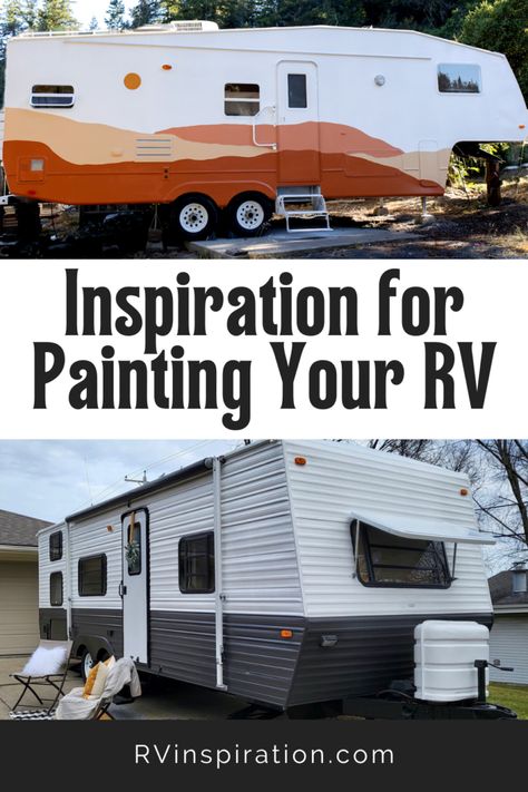 Exterior Travel Trailer Makeover, Trailer Renovation Exterior, Painted Travel Trailer Exterior, Class C Exterior Paint, Camper Trailer Exterior Paint, Old Camper Remodels Exterior, Camper Makeover Outside, Paint Motorhome Exterior, Painting The Outside Of An Rv