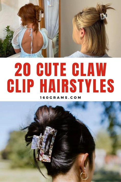 Save this pin for 20 effortlessly chic claw clip hairstyles perfect for any occasion! Elevate your look with these trendy styles. #ClawClipHairstyles #FashionBlog #HairInspo Hair Clip Aesthetic 90s, Ways To Do Hair With Claw Clip, Hair Half Up With Claw Clip, Beret Clips Hairstyles, Claw Clip Styles For Medium Hair, How To Wear A Hair Clip Long Hair, Hair Up Claw Clip Hairstyle, Messy Bun With Claw Clip Tutorial, Layered Hair In Claw Clip