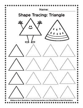 Learn Your Shapes: Triangles - Tracing / Coloring Worksheet  Help young children learn shapes, practice tracing triangles and prepare for writing letters. This worksheet is perfect for use in pre-K and kindergarten settings, homeschool or as a fun activity!  The download includes a digital, 300 DPI, high-resolution, PDF file for printing at home or for the classroom. Prints 1 - 8.5" x 11" page. Tracing Triangles Worksheet, Trace And Color Worksheets, Triangle Worksheet Preschool, Triangle Tracing, Kindergarten Shapes, Kindergarten Geometry, Shapes Worksheet Kindergarten, Learn Shapes, Shape Tracing Worksheets