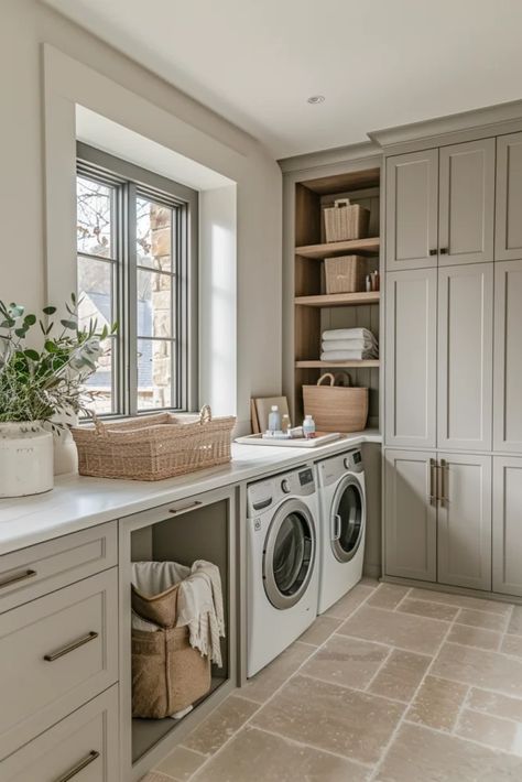 32 Best Laundry Room Layout Ideas for Every Home Kitchen With Laundry Area Layout, Mudroom And Pantry Combo, Laundry Room Design Ideas, Amazing Rooms, Laundry Room/mud Room, Pantry Laundry Room, Ideas Cocina, Laundry Room Flooring, Dream Laundry Room