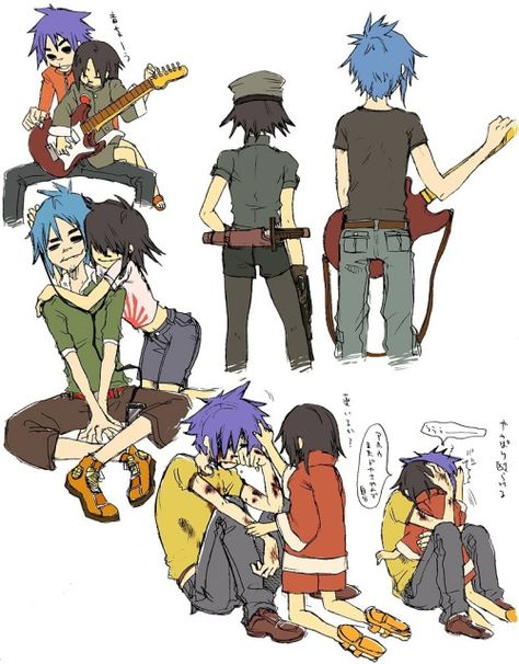 2d And Noodle Ship, 2d And Noodle Siblings, Gorillaz 2 D, 2-d Gorillaz, 2d And Noodle, Gorillaz Noodle, Gorillaz Fan Art, Monkeys Band, Gorillaz Art