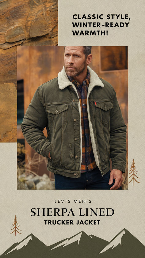 Versatile Wardrobe Essential: Men's sherpa jacket perfect for everyday wear, easily transitions between seasons. Relaxed Fit: Jacket designed for comfort with a relaxed fit to allow for ease of movement. Functional Pockets: Includes multiple pockets for optimal storage. Classic Styling: Iconic Levi's branding and design will make this trucker jacket your new go-to. Sizing Info: Model is wearing a size medium. Mens Sherpa Jacket, Sherpa Jacket Outfit, Levis Sherpa Jacket, Levis Sherpa, Mens Levis, Mens Sherpa, Style Essentials, Versatile Wardrobe, Sherpa Jacket