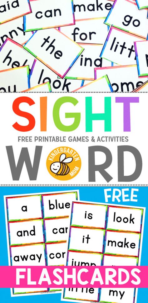 Sight Word Flash Cards Free, Group Art Projects For Kids, Kindergarten Sight Words Flash Cards, Kids Sight Words, Pre K Sight Words, Sight Word Flash Cards, Phonics Learning, Word Flashcards, Pre Primer Sight Words