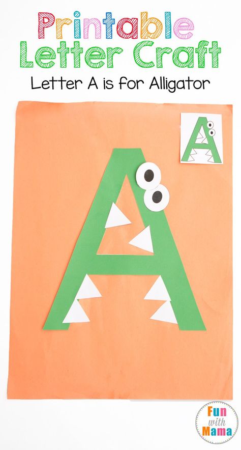 Work on this adorable letter A is for Alligator! A great craft when working on the letter A unit! A Is For Alligator, Alligator Crafts, Preschool Letter Crafts, Abc Crafts, Alphabet Letter Crafts, Free Printable Letters, Alfabet Letters, Alphabet Crafts, Letter Of The Week