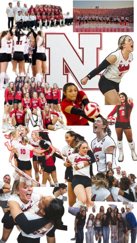 Nebraska Volleyball, Volleyball Inspiration, Women Volleyball, Volleyball Team, Nebraska, Volleyball, Collage, Sports