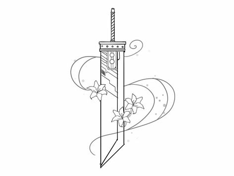 Ffvii Tattoo Ideas, Ff7 Tattoo Ideas, Ffvii Tattoo, Ff7 Tattoo, Kingdom Hearts Tattoo, Tatto Designs, Final Fantasy Tattoo, Christmas Flash, Blade Tattoo