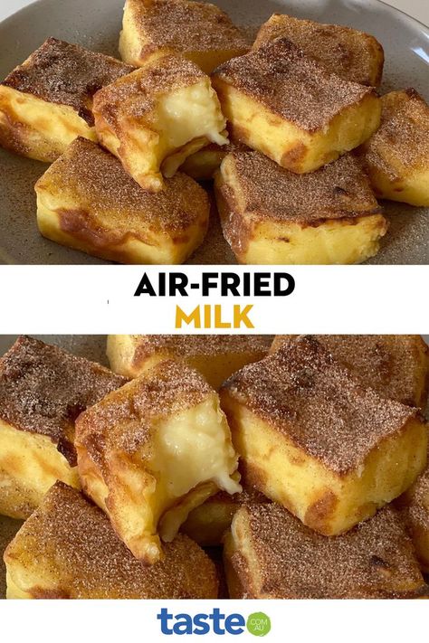 Easy Desserts Air Fryer, Best Air Fryer Recipes Desserts, Fried Milk Recipe, Airfry Dessert Recipes, Airfryer Recipes Sweets, Air Fryer Deserts Recipes Easy, Air Fryer Deserts Easy, Airfryer Recipes Dessert, Air Fried Desserts