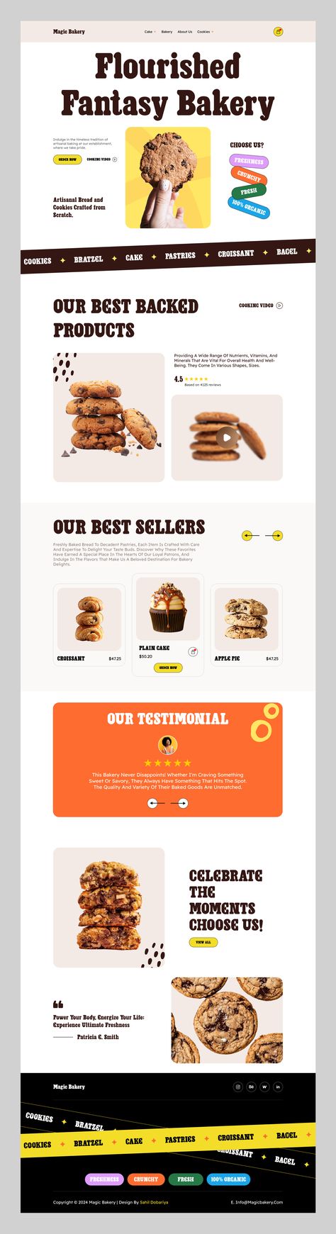 Bakery Website, Ui Website, Restaurant Website, Bakery Shop, Pastry Shop, Landing Page Design, Shopping Websites, Website Design Inspiration, Freshly Baked