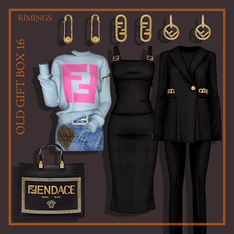 [RIMINGS] OLD GIFT BOX 16 🎁 | Patreon Fendi Clothes, Sims 4 Nails, Cc Top, Sims 4 Cas Mods, Cc Shoes, Rich Clothes, Sims 4 Cc Shoes, Tumblr Sims 4, Sims 4 Cc Folder