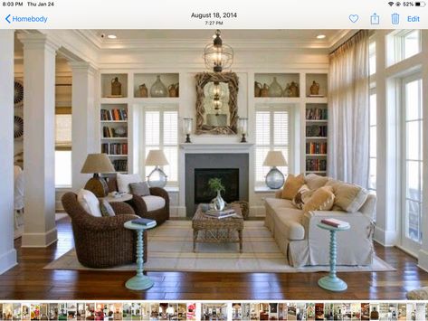 Fireplace Between Windows, Built In Around Fireplace, Window Doors, Fireplace Windows, Fireplace Bookshelves, House Addition, Built In Shelves Living Room, Living Room Built Ins, Fireplace Built Ins