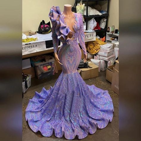 Long Sleeve Prom Dress Mermaid, Prom Dress Long Sleeves, Ruffle Prom Dress, Purple Prom, Cheap Party Dresses, Prom Dress Long, Prom Dresses Long Mermaid, Prom Girl Dresses, Mermaid Prom Dress