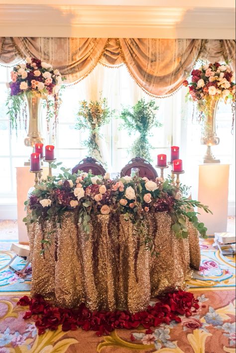 Beauty And The Beast Sweetheart Table, Beauty And The Beast Flower, Disney Wedding Decorations, Pavilion Reception, Disney Wedding Centerpieces, Beauty And The Beast Wedding, Wedding Pavilion, Beauty And Beast Wedding, Beauty And The Beast Party