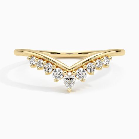 Crescent Shaped Yellow Gold Wedding Rings, Wedding Bands For Pear Shaped Rings, Yellow Gold Crown Wedding Rings, 14k Gold Crown Design Diamond Wedding Ring, Fine Jewelry Pear-shaped Yellow Gold Diamond Ring, Luxury Crescent-shaped Yellow Gold Ring, Ring Style Guide, Tacori Engagement Rings, Heart Engagement Rings