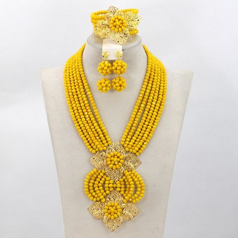 Africanbeads 6Rows Banana Yellow Crystal Beads Necklace Bridal Jewelry Sets ** Check out the image by visiting the link. (This is an affiliate link) #Jewelry Crystal Beads Necklace, Blue Crystal Beads, Link Jewelry, Banana Yellow, Yellow Accessories, Crystal Jewelry Sets, Jewelry Mirror, Crystal Bead Necklace, Necklace Bridal