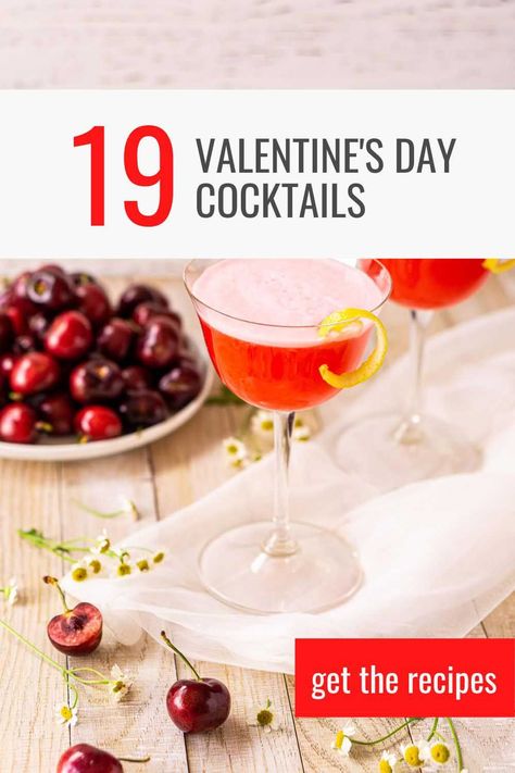 Make your celebration extra special this year with these 19 signature Valentine's Day cocktails! Each cocktail is perfectly crafted to make for a memorable sipper that instantly elevates the occasion. Whether you enjoy Valentine's Day with your partner, family or a group of wonderful friends, these festive cocktails are sure to add an elegant touch to the evening. Day Cocktails, New Years Appetizers, Refreshing Drinks Recipes, Diner Recipes, Delicious Drink Recipes, Themed Drinks, Festive Cocktails, Valentines Day Desserts, Summer Cocktail Recipes