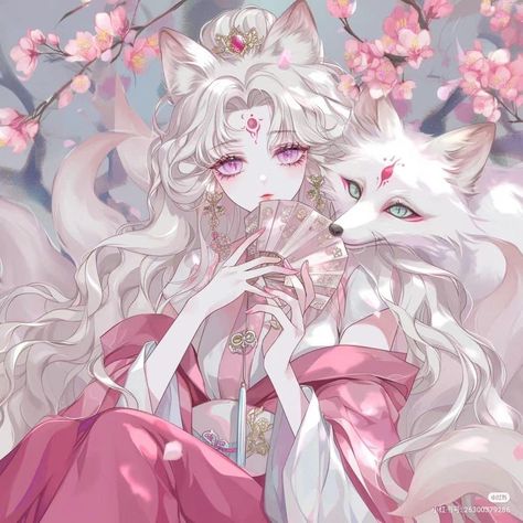 Kitsune Aesthetic, White Kitsune, Wanderer Art, Witchy Wallpaper, Animated Wallpapers For Mobile, Background Drawing, Japon Illustration, Digital Art Anime, Cute Little Drawings