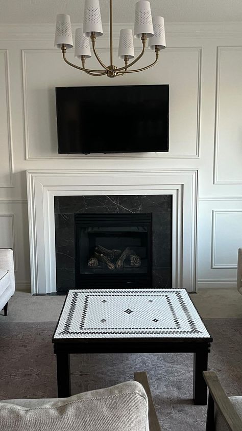 31K views · 335 reactions | The MOST beautiful tile table 😍 Turned this table I found on the curb into a piece of art for my mom’s living room! What do you think? I love the penny tile pattern too!!! #tiletable #thriftflip #trashtotreasure | Hana - DIY, Design, Crafting | raddad · Original audio Penny Tile Table, Penny Table Top, Penny Tile Writing, Penny Tile Words, Inlaid Tile Table, Tile Top Tables, Tiled Coffee Table, Coffee Table Makeover, Tile Table