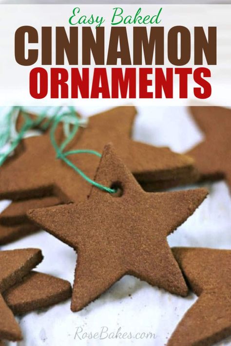 Easy Baked Cinnamon Ornaments Craft by RoseBakes.com #easy #christmas #ornaments #cinnamon #cinnamonornaments #crafty #craft Cinnamon Ornament Recipe, Ornament Recipe, Toddler Ornaments, Cinnamon Ornaments, Christmas Crafts For Toddlers, Dough Ornaments, Kids Christmas Ornaments, Food Ornaments, Stovetop Potpourri