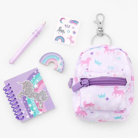 Pen Eraser, Unicorns And Rainbows, Backpack Keychain, Unicorn Backpack, Mini Mochila, Backpack Keychains, Baby Doll Accessories, Barbie Doll House, Mini Notebooks