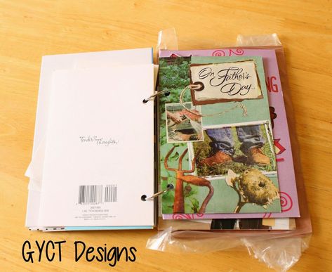 Card Keepsake Books Tutorial by GYCT Greeting Card Storage Keepsake, Greeting Card Book Diy, Card Keepsake Ideas, Greeting Card Keepsake, Memories Box Diy, Greeting Card Book, Greeting Card Storage, Memories Box, Keepsake Books