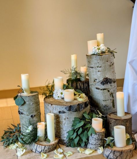 Birch Table Decor, Birch Tree Decor Wedding Centerpieces, Birch Tree Centerpieces Wedding, Birch Tree Wedding Decor, Tree Centrepiece Wedding, Hunters Wedding, Birch Wedding Decor, Twig Centerpieces, Winter Patio