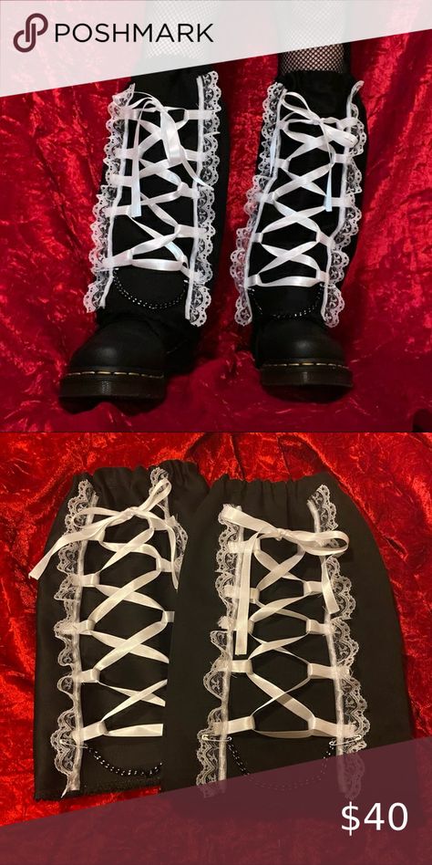 Goth Lolita Leg Warmers Punk Leg Warmers, Alt Leg Warmers, Diy Goth Accessories, Goth Leg Warmers, Leg Warmer Outfit, Diy Leg Warmers, Goth Diy, Nyc Accessories, Leg Warmers Outfit