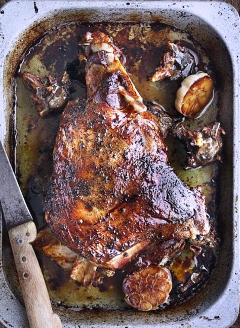 12 Sunday Roast Dinner Recipe - Fill My Recipe Book Saffron Potatoes, Slow Roasted Lamb Shoulder, Slow Roast Lamb, Roasted Lamb, Roast Lamb, Lamb Recipe, Meat And Vegetables, Lamb Shoulder, Slow Cooked Lamb