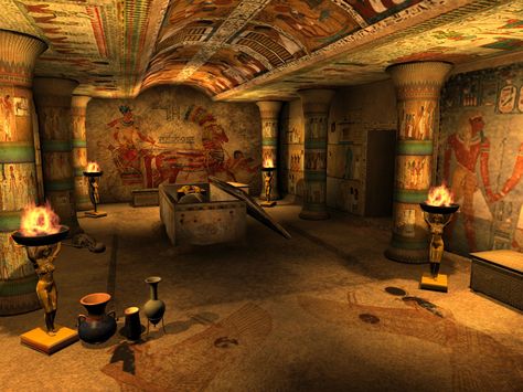 Someone else's 3D Egyptian Tomb Egyptian Interior Design, Google Architecture, Ancient Interior, Egyptian Interior, Egypt Temple, Ancient Egypt Architecture, Interior Design Minecraft, Egyptian Tomb, Egyptian Furniture