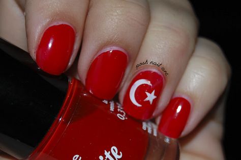 The New 31 Day Challenge - Day 26 - Inspired by my country Turkish Nails, Country Nail Art, Flags Around The World, Nails Europe, Flag Nail Art, Moroccan Flag, Dior Nails, Flag Nails, European Flags