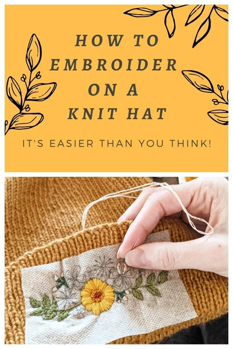 Clothes Embroidery Diy, Hat Tutorial, Basic Embroidery Stitches, Hand Embroidery Tutorial, Embroidery Stitches Tutorial, Hand Embroidery Projects, Hat Embroidery, Embroidered Hat, Sewing Embroidery Designs