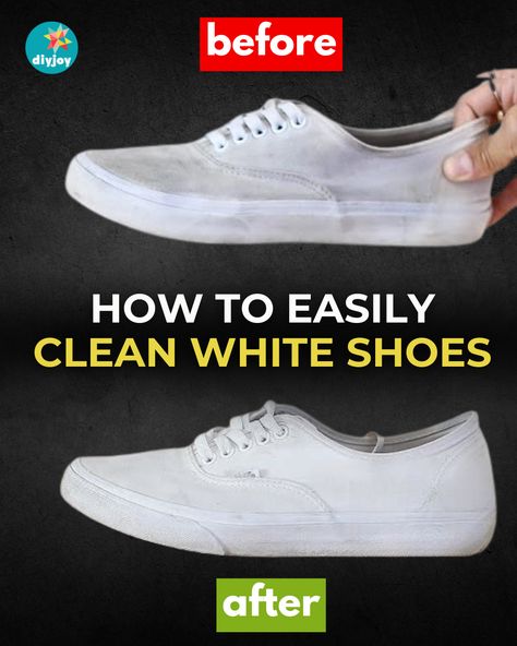 Wondering how to whiten your favorite pair of white shoes? Here's an easy and effective way to clean them and make them white again. Clean White Cloth Shoes, Tennis Shoe Cleaning Hacks, Keep White Shoes White, Make Shoes White Again, Make White Shoes White Again, How To Whiten White Canvas Shoes, Clean White Canvas Sneakers, Cleaning White Canvas Sneakers, How To Clean White Canvas Sneakers