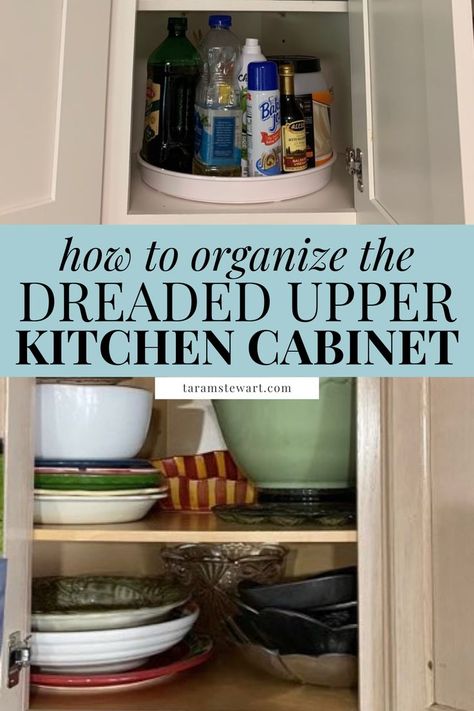 Let's organize kitchen cabinets! The best kitchen cabinet organiztion tips you can use in your small kitchen or large kitchen! Declutter your kitchen cupboards easily with my one pro tip that most people forget. My kitchen cabinet organization ideas will make your kitchen cleaner and organized! Check out my client's kitchen cabinet overhaul and use these kitchen organizational tips for home! The video shows one organize hack, click through to get more corner kitchen cabinet organization tips! How To Organize Corner Kitchen Cabinet, Small Kitchen Cupboards, Corner Cabinet Organization, Cabinet Organization Ideas, Kitchen Organization Hacks, Kitchen Cupboard Organization, Kitchen Cabinet Organization Ideas, Upper Kitchen Cabinets, Kitchen Cupboard Storage