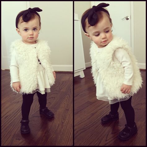 Baby outfit, fur vest White Fur Vest Outfit, Fur Vest Outfit Winter, Vest Outfit Winter, Fur Vest Outfit, Fur Vest Outfits, White Fur Vest, Vest Outfit, Baby Outfit, White Fur