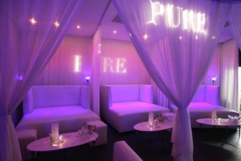 Club PURE!!! Best Nightclubs In Vegas, Nightclubs In Vegas, Las Vegas Night Clubs, Nightclub Design, Lounge Club, Vip Lounge, Vip Room, Vip Tickets, Bottle Service