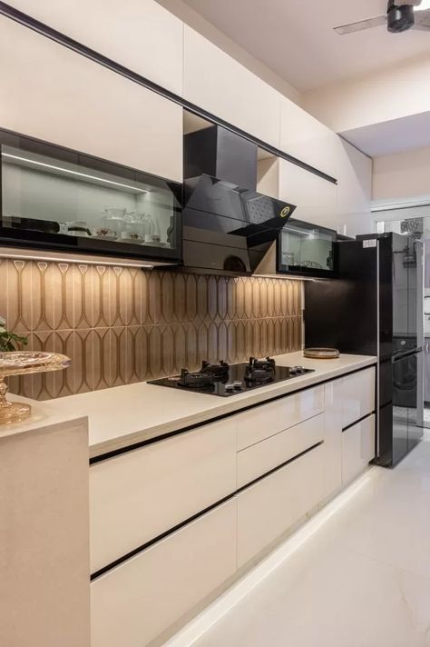 This Meticulously Designed Gurgaon 4BHK Home is a Testament to Luxury and Elegance Royal Kitchen, Bedroom Pop Design, Home Door Design, Makeover Bedroom, Beauty Room Decor, Kitchen Design Plans, Kitchen Utilities, Box Bed, Kitchen Room Design