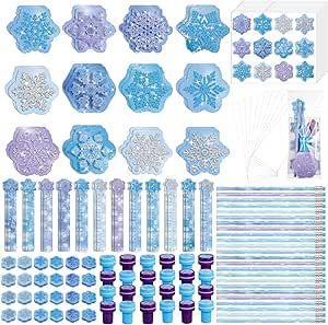 Cholemy 168 Pcs Winter Snowflake Party Favors frozen goodie bags stuffers Classroom Prizes Gifts Mini Notebook Pencil Stamp Sticker Stationery Set Christmas Winter Themed birthday Party Favors Winter Themed Birthday Party, Winter Themed Birthday, Frozen Birthday Party Favors, Winter Party Favor, Classroom Christmas Activities, Frozen Party Favors, Snow Party, Snowflake Party, Prize Gifts