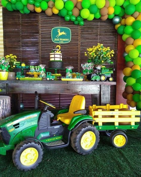 Tractor Decorations Birthday, John Deere 3rd Birthday Party Ideas, Tractor Birthday Theme, Tractor Farm Birthday Party, John Deere 2nd Birthday Party Ideas, Farm Tractor Birthday Party, Tractor Theme 2nd Birthday Party, 2nd Birthday Tractor Theme, Tractor 2nd Birthday Party