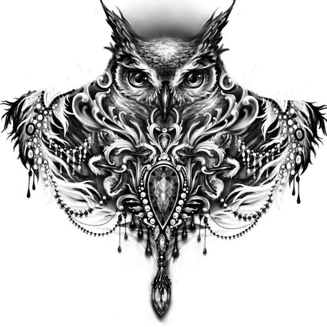 Here's a rough draft idea on procreate of what I'm tattooing on @nikkisimpsontattoos 's THROAT AND FULL CHEST tomorrow! Eventually going… Owl Tattoo Chest, Full Neck Tattoos, Owl Tattoo Drawings, Throat Tattoo, Neck Tattoos Women, Owl Tattoo Design, Neck Tattoo For Guys, Chest Tattoos For Women, Chest Piece Tattoos