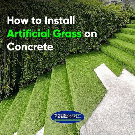 Cool down and green up your concrete driveway, patio, pool area and more with the help of Artificial Turf Express! https://www.artificialturfexpress.com/blog/the-diy-guide-to-installing-the-best-artificial-turf-on-concrete Laying Artificial Grass, Artificial Grass Backyard, Installing Artificial Turf, Grass Installation, Turf Installation, Synthetic Lawn, Artificial Grass Installation, Artificial Lawn, Synthetic Turf