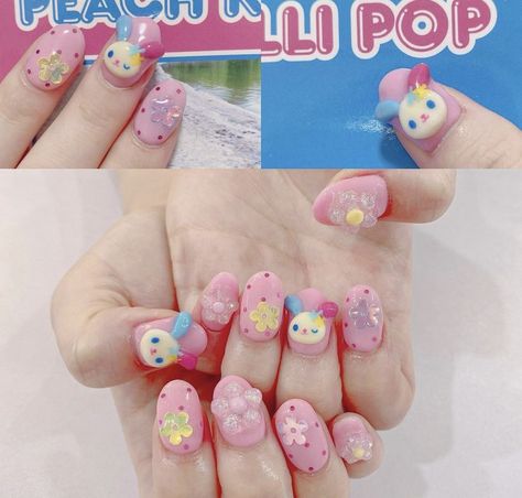 Usahana Sanrio Nails, Usahana Nails, Usahana Sanrio, Kawaii Nail Art, Nail Time, Nail Art Designs Diy, Pretty Gel Nails, Really Cute Nails, Kawaii Nails