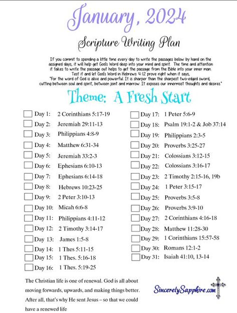 January 2024 Scripture Writing Plan -A Fresh Start Scripture Plans, Bible Writing, Journal Items, Scripture Writing Plan, Scripture Writing Plans, Scripture Writing, Writing Plan, Quotes Arabic, Bible Study Plans