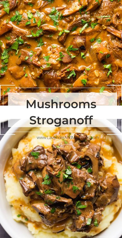 Vegetarian Stroganoff, Vegan Main Dish, Mushroom Recipes Vegan, Vegan Mushroom Stroganoff, Chanterelle Mushrooms, Lavender Macarons, Dairy And Gluten Free, Mushroom Stroganoff, Vegan Mushroom