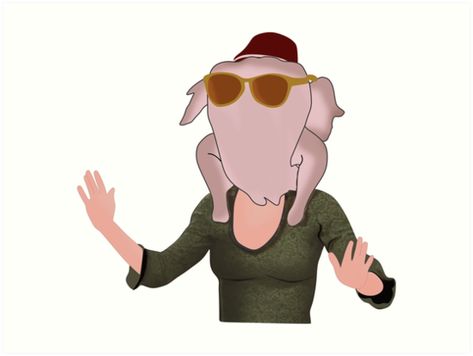 "Monica - You Love Me - Turkey Head" Art Print by alinevoight | Redbubble Monica With Turkey On Head, Monica Friends, Turkey Head, Friends Artwork, Friends Tattoo, Friends Scenes, Head Art, Monica Geller, Friends Art